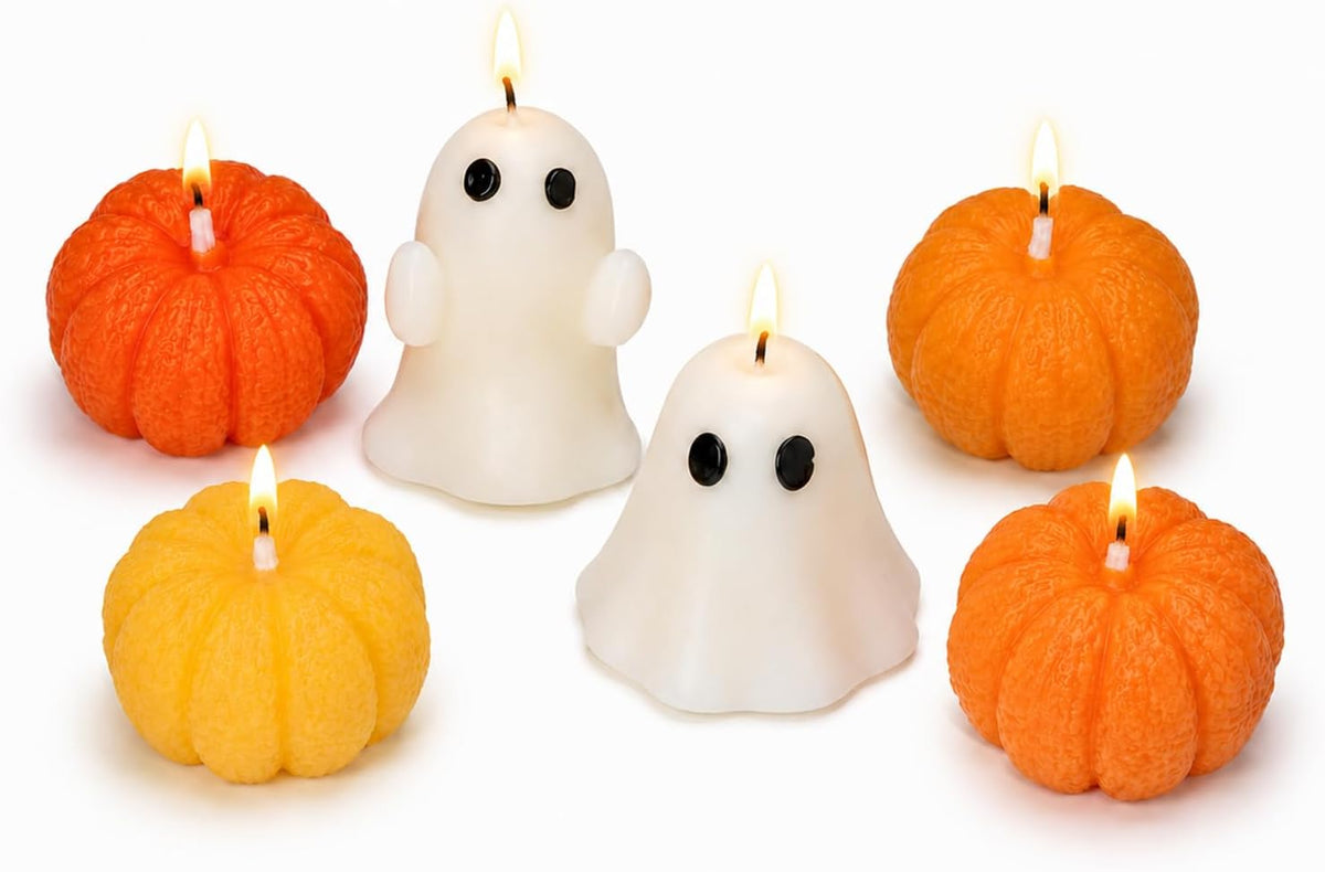 6PCS Halloween Ghost Pumpkin Candle Candle Set, Ghost & Pumpkin Candles