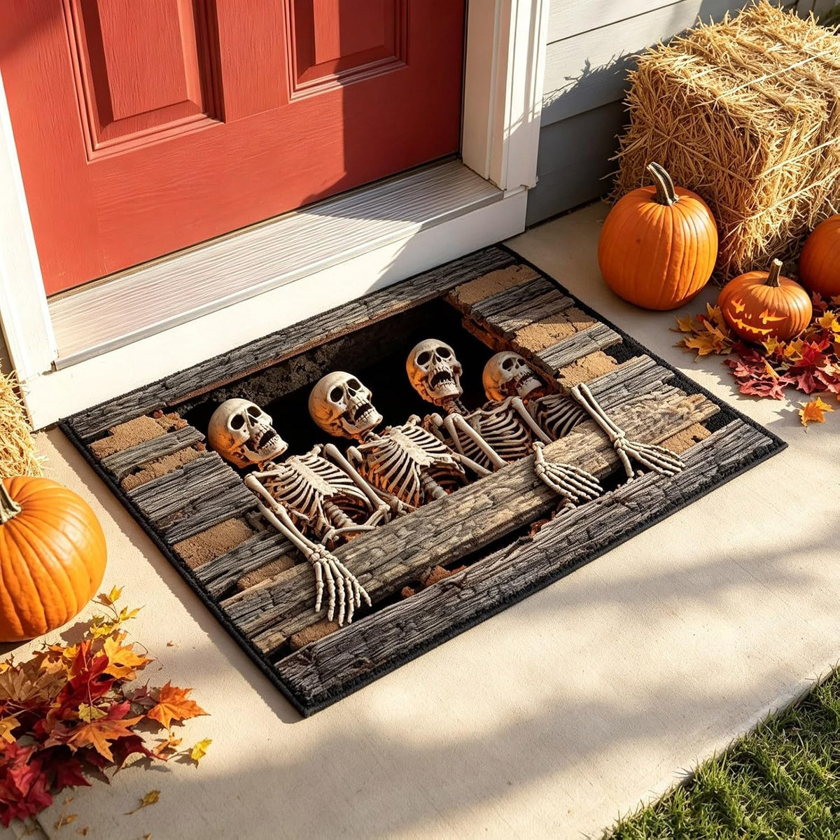 Halloween-Themed Door Mat and Spooky Floor Carpet Decorations