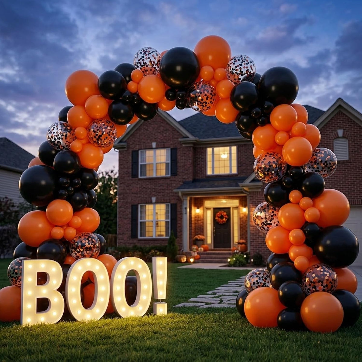 62-Piece Halloween Balloon Set in Black and Orange for Festive Decorations