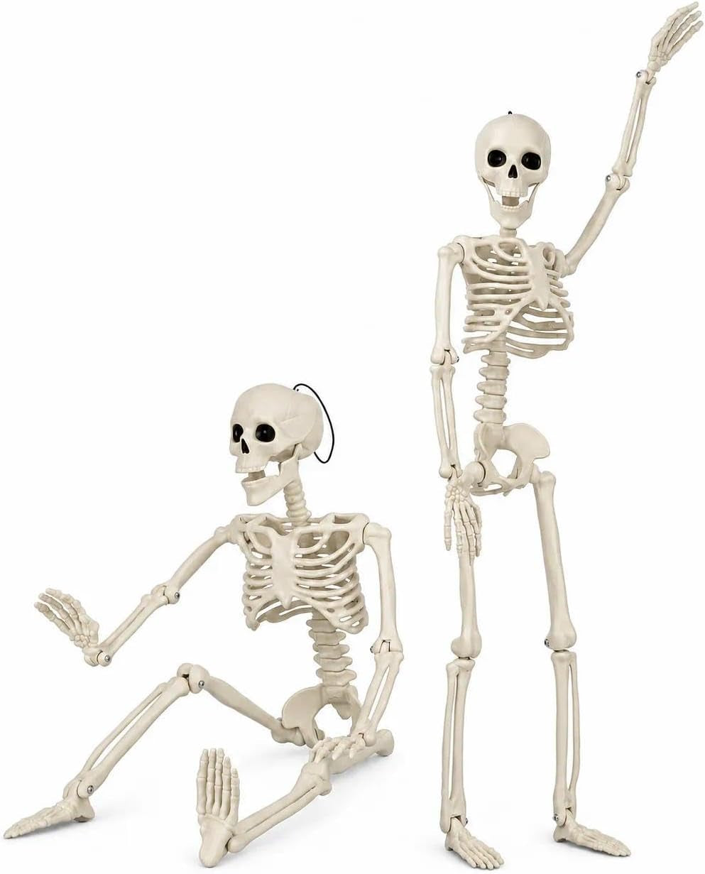 2 PCS 23.6In/60Cm Posable Halloween Skeletons, Decorations Outdoor Indoor