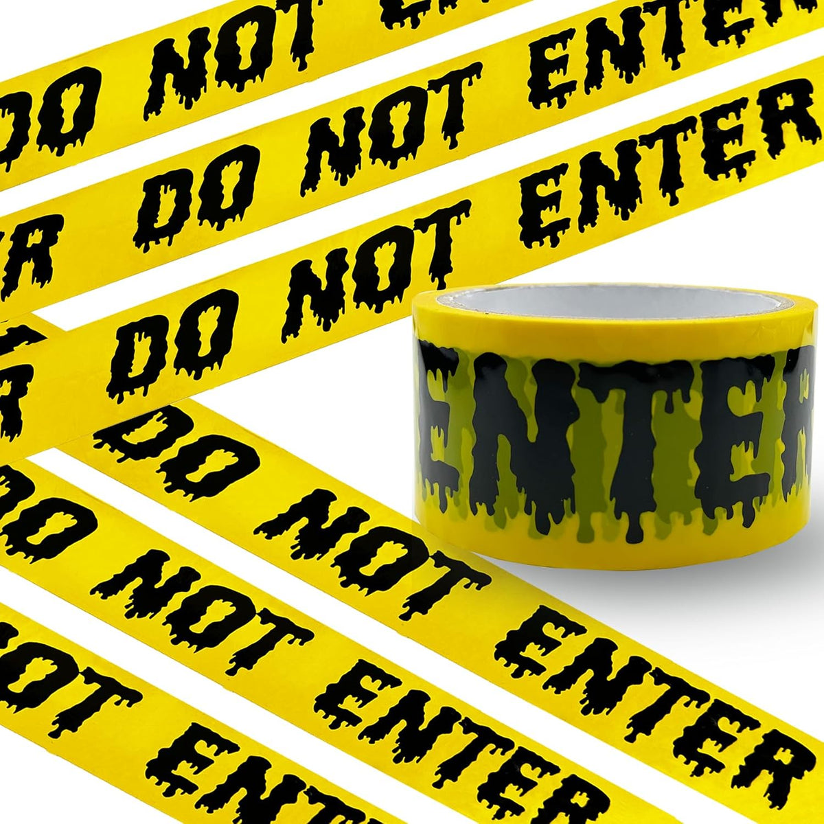 Halloween Hazard Tape - Upgrade 25M Self-Adhesive Decorative Tape with Residue-Free for Halloween Decorations Parties Zombie Banner Decor Haunted Houses Parties