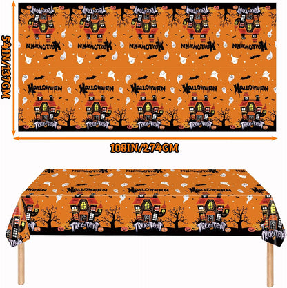 2 Pack Halloween Table Cloths 54X108In Plastic Halloween Party Decorations