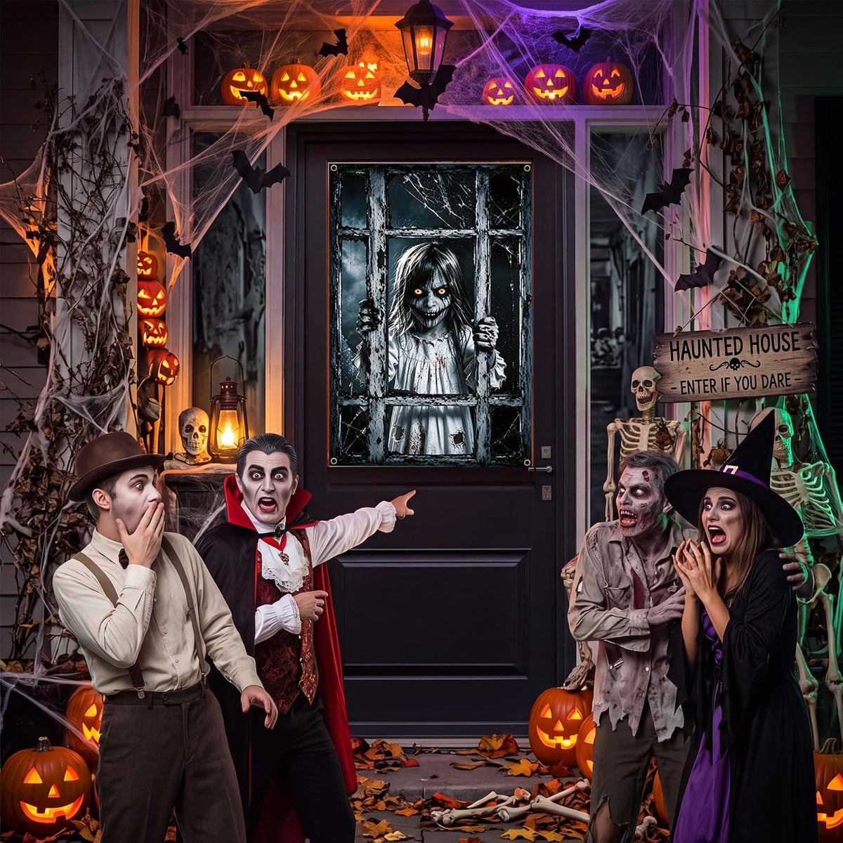 Scary Halloween Window Decorations,80X120Cm Outdoor & Indoor Party Decor