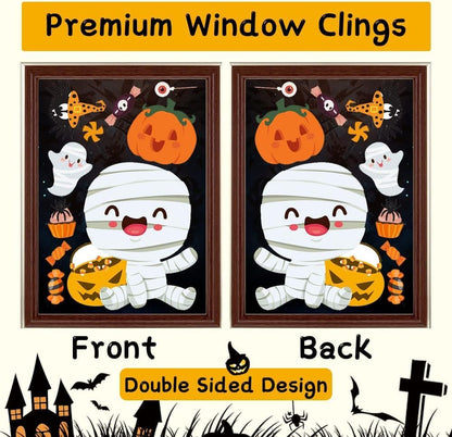8 Sheets of Adorable Halloween Window Stickers and Clings for Indoor Decoration
