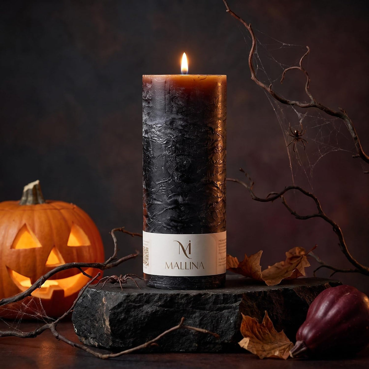 Black Pillar Candle 6x15 cm | Gothic Unscented Candle | 45-Hour Burn Time | Ideal for Halloween, Spooky Decor, Weddings, and Church Events