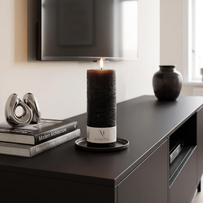 Black Pillar Candle 6x15 cm | Gothic Unscented Candle | 45-Hour Burn Time | Ideal for Halloween, Spooky Decor, Weddings, and Church Events