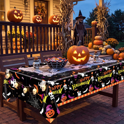 2 Pack Halloween Table Cloths 54X108In Plastic Halloween Party Decorations