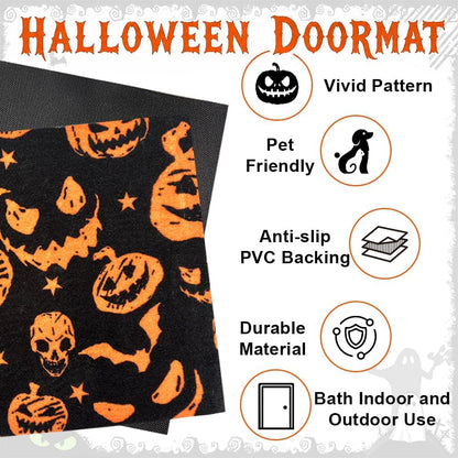 Halloween Outdoor Mats with Pumpkin Bat Skeleton-40X70Cm