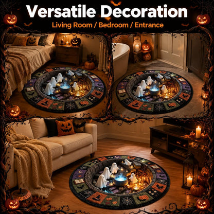 Halloween 3D Rug, 3Doptical Illusion Skeleton Abyss round Area Rug, Spooky Indoor Floor Mat for Living Room Bedroom Entryway and Halloween Party Decor (80 * 80Cm) (Rug-15)