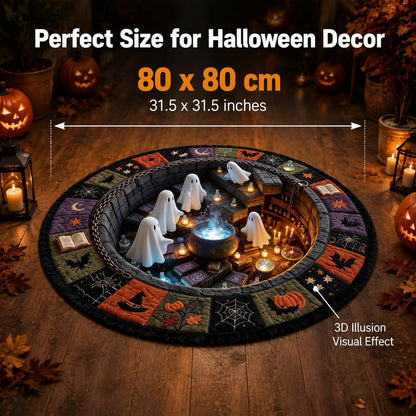 Halloween 3D Rug, 3Doptical Illusion Skeleton Abyss round Area Rug, Spooky Indoor Floor Mat for Living Room Bedroom Entryway and Halloween Party Decor (80 * 80Cm) (Rug-15)