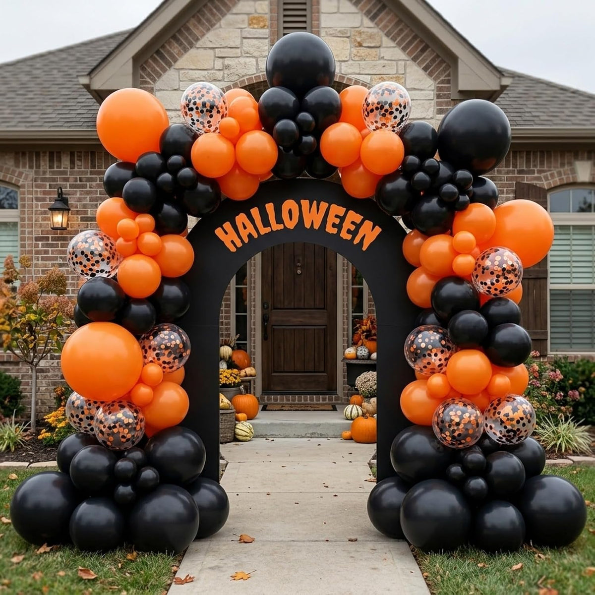 62-Piece Halloween Balloon Set in Black and Orange for Festive Decorations