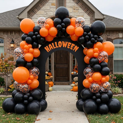62-Piece Halloween Balloon Set in Black and Orange for Festive Decorations
