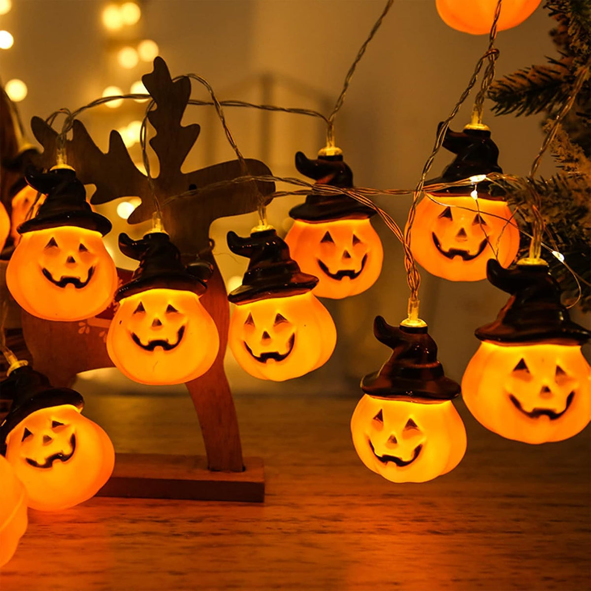 Pumpkin Lights 5M Halloween String Lights Battery Powered Halloween Decoration Pumpkin Lights 16.5Ft 20 LED for Party Indoor Outdoor Home Festival Decoration
