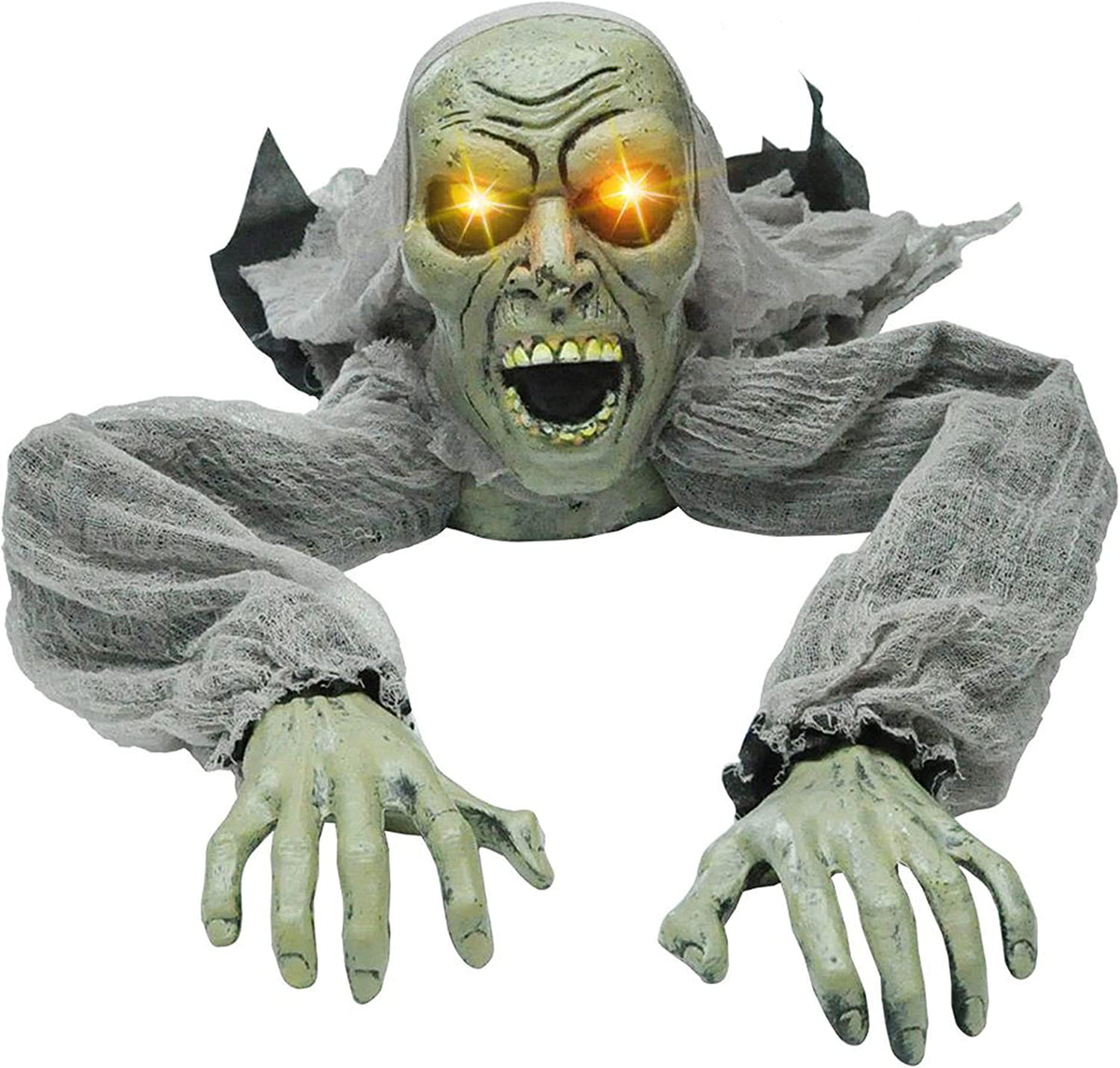 Zombie Halloween Decoration Outdoor Groundbreaker Scary Halloween Graveyard Decor with Sound and Flashing Eyes for Yard Garden, outside Lawn Haunted House Prop