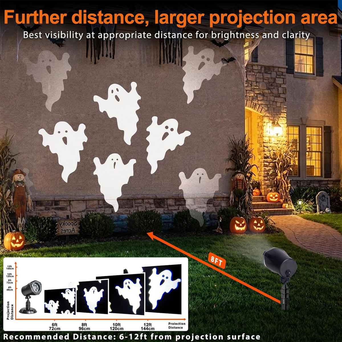 Ghost Projector Halloween Projector Lights Outdoor Decorations Mains Powered Waterproof for Window Patio Garden and Haunted House Decor