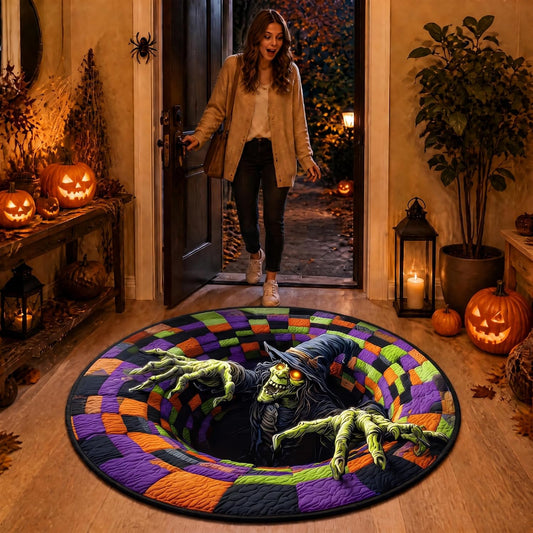 Halloween 3D Rug, 3Doptical Illusion Skeleton Abyss round Area Rug, Spooky Indoor Floor Mat for Living Room Bedroom Entryway and Halloween Party Decor (80 * 80Cm) (Rug-20)