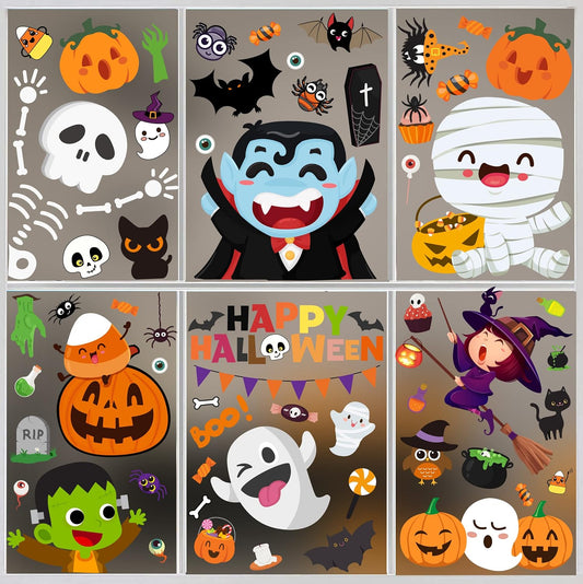 8 Sheets of Adorable Halloween Window Stickers and Clings for Indoor Decoration