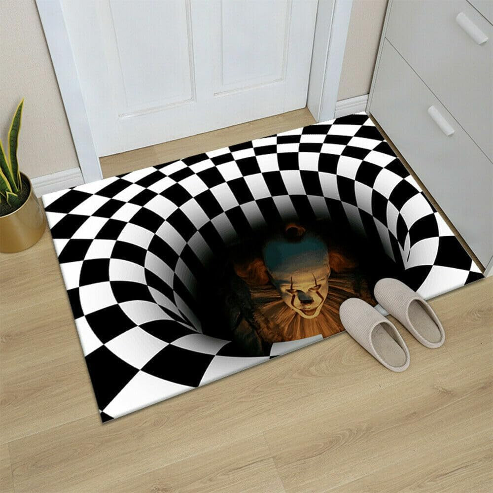 Halloween Themed Non-Slip Door Mat for Indoor and Outdoor Use - Humorous Horror Design, Square Bathroom and Entrance Rug