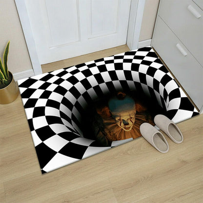 Halloween Themed Non-Slip Door Mat for Indoor and Outdoor Use - Humorous Horror Design, Square Bathroom and Entrance Rug