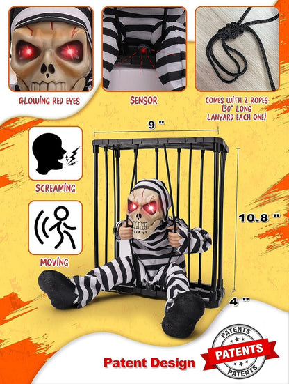 Screaming Animated Hanging Halloween Decorations Outdoor Indoor