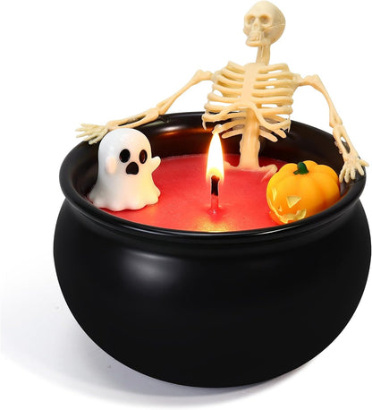 Lavender Scented Skeleton Candle - 260g Soy Wax, 48-Hour Burn Time, Gothic Skull Design for Halloween Decor and Gifts (Red)