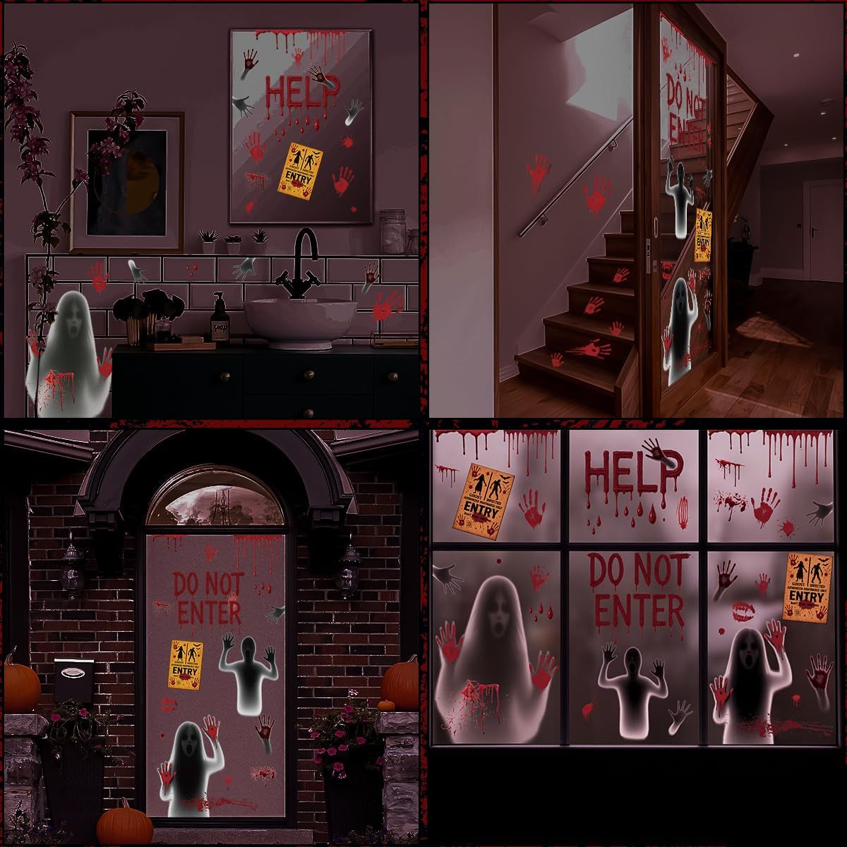 Oversized Halloween Window Decals - Spooky Blood-Themed Decorations