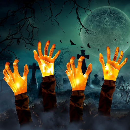 4Pcs Halloween Zombie Arm Stakes, Halloween Zombie Hands Lights Yard Ground-Breaker Stakes for Halloween Outdoor Yard Garden Decorations