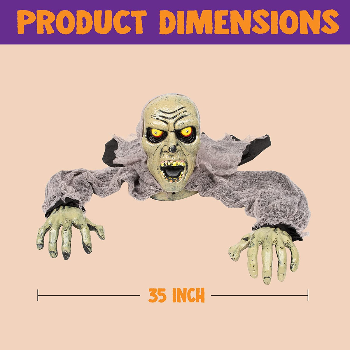 Zombie Halloween Decoration Outdoor Groundbreaker Scary Halloween Graveyard Decor with Sound and Flashing Eyes for Yard Garden, outside Lawn Haunted House Prop