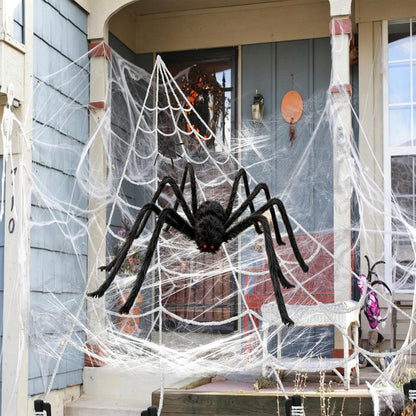 Halloween Decorations, 200" Triangular Spider Web +59" Giant Spider