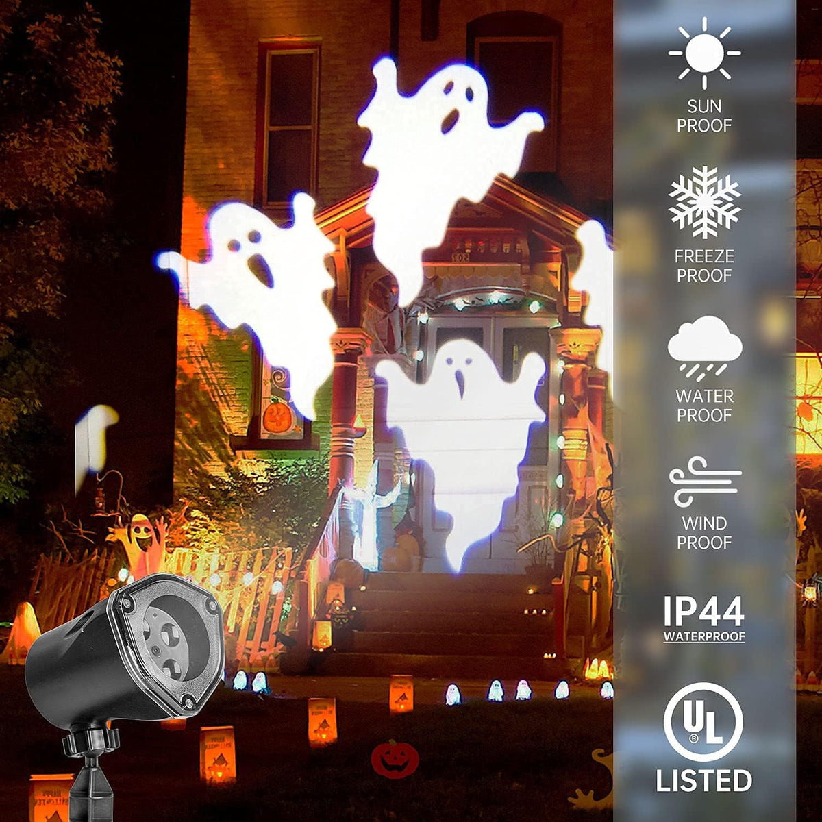 Ghost Projector Halloween Projector Lights Outdoor Decorations Mains Powered Waterproof for Window Patio Garden and Haunted House Decor