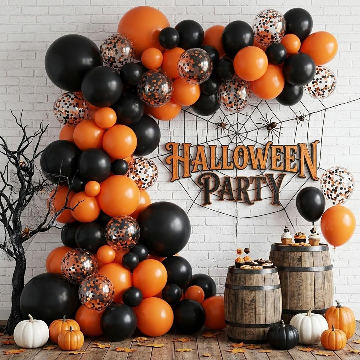 62-Piece Halloween Balloon Set in Black and Orange for Festive Decorations