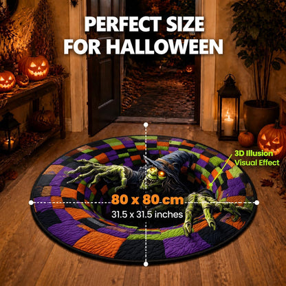 Halloween 3D Rug, 3Doptical Illusion Skeleton Abyss round Area Rug, Spooky Indoor Floor Mat for Living Room Bedroom Entryway and Halloween Party Decor (80 * 80Cm) (Rug-20)