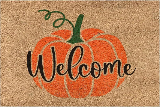 Halloween Pumpkin Print Doormat - Non-Slip Indoor & Outdoor Welcome Carpet, Fashionable Lettered Design, Washable Decorative Floor Mat (B, One Size)