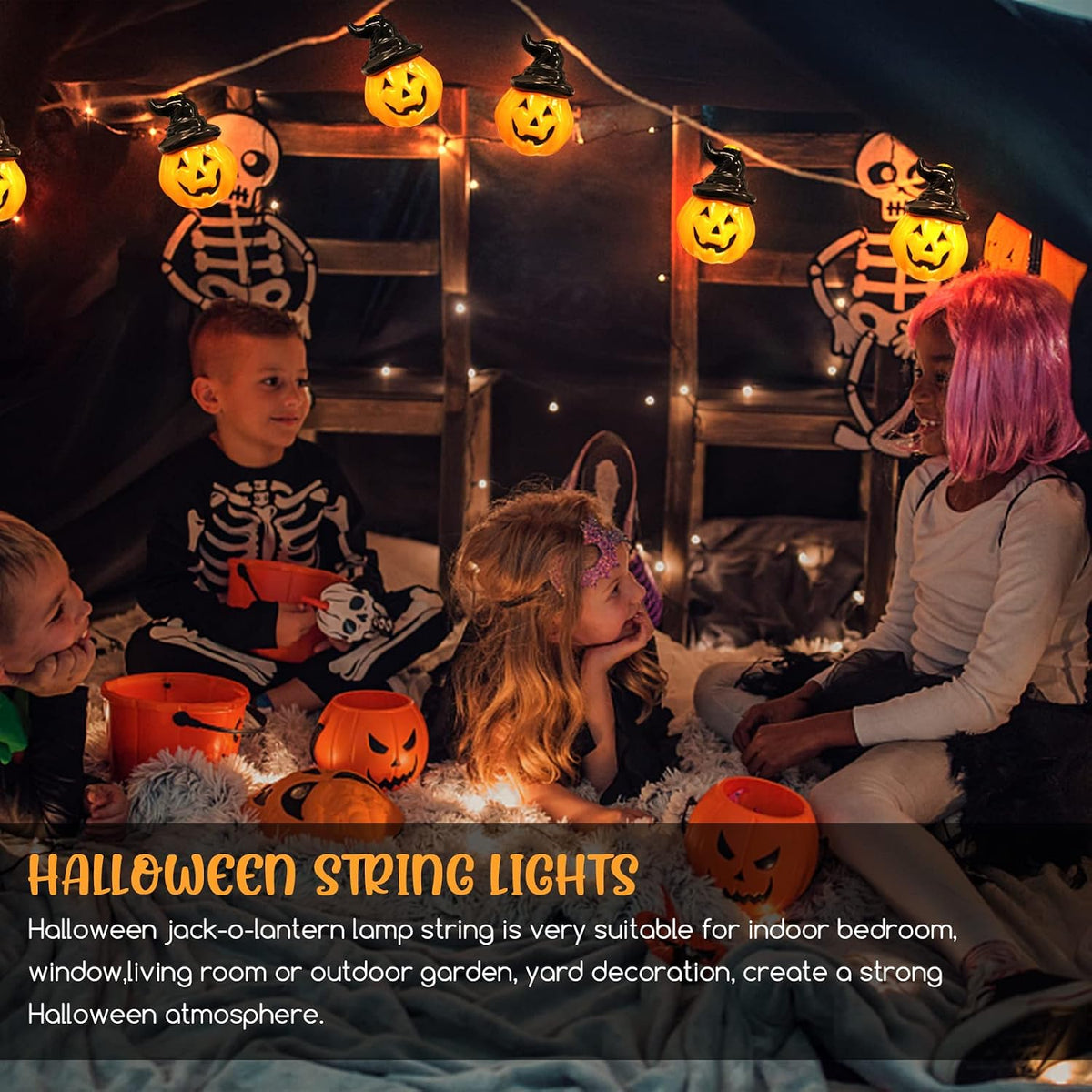 Pumpkin Lights 5M Halloween String Lights Battery Powered Halloween Decoration Pumpkin Lights 16.5Ft 20 LED for Party Indoor Outdoor Home Festival Decoration