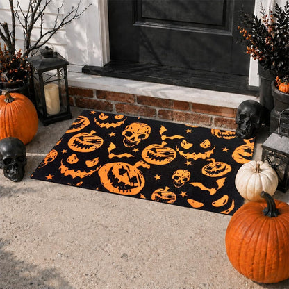 Halloween Outdoor Mats with Pumpkin Bat Skeleton-40X70Cm