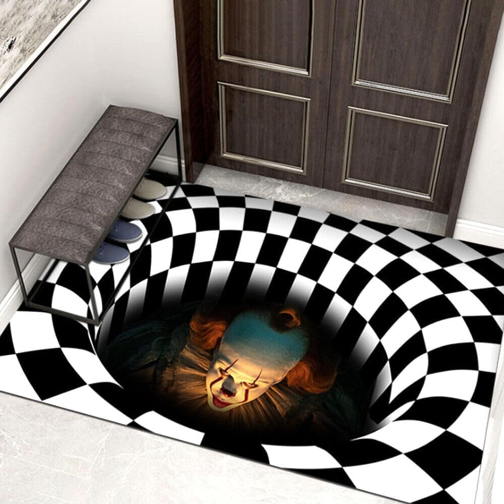 Halloween Themed Non-Slip Door Mat for Indoor and Outdoor Use - Humorous Horror Design, Square Bathroom and Entrance Rug