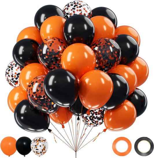 62-Piece Halloween Balloon Set in Black and Orange for Festive Decorations