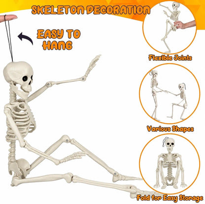 2 PCS 23.6In/60Cm Posable Halloween Skeletons, Decorations Outdoor Indoor