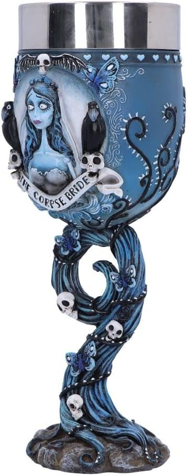 Corpse Bride Emily Goblet, Officially Licensed Tim Burton Collectible, Gothic Decor, Blue