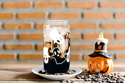 Halloween Cups - 20Oz/568Ml Beer Can Glasses with Lid & Straw, Tumbler Coffee Cups, Decor & Cookie Jar Glassware, Water Bottles