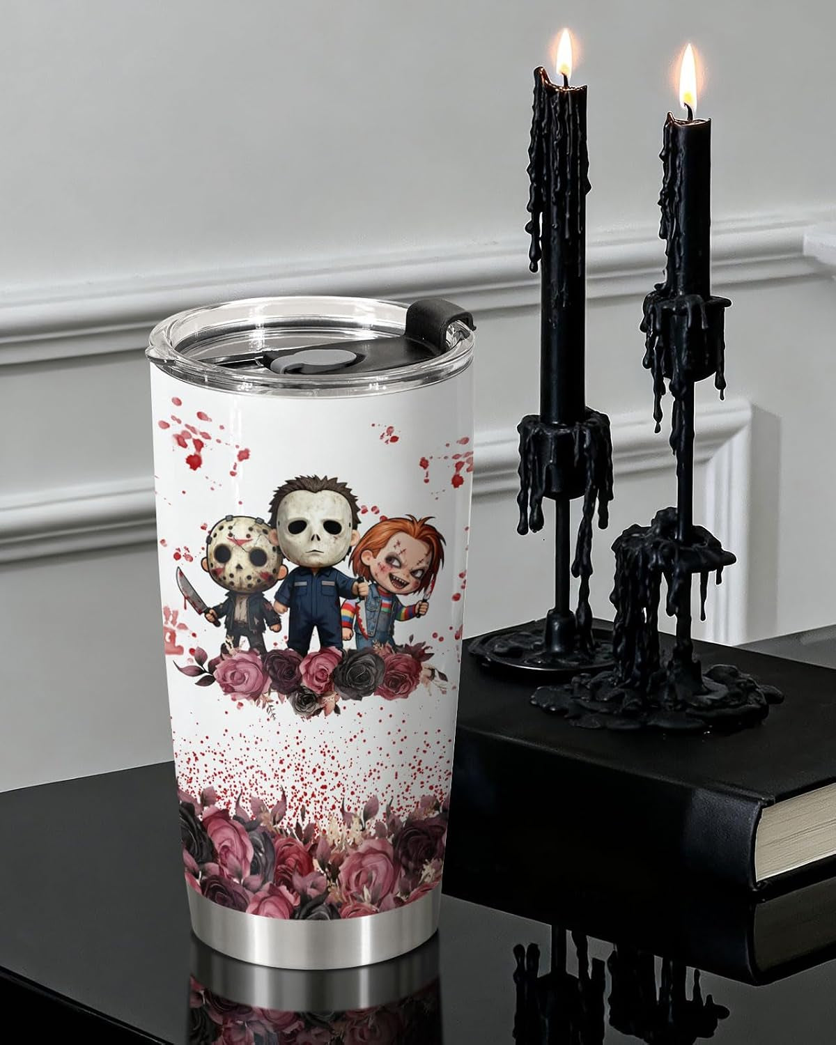 Halloween-Themed 20 Oz Tumbler for Horror Movie Enthusiasts, Perfect Spooky Season Gift