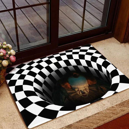 Halloween Themed Non-Slip Door Mat for Indoor and Outdoor Use - Humorous Horror Design, Square Bathroom and Entrance Rug