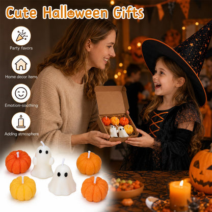 6PCS Halloween Ghost Pumpkin Candle Candle Set, Ghost & Pumpkin Candles