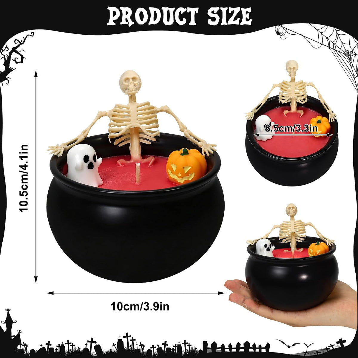 Lavender Scented Skeleton Candle - 260g Soy Wax, 48-Hour Burn Time, Gothic Skull Design for Halloween Decor and Gifts (Red)