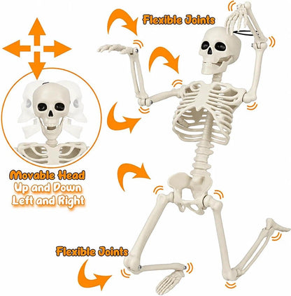 2 PCS 23.6In/60Cm Posable Halloween Skeletons, Decorations Outdoor Indoor