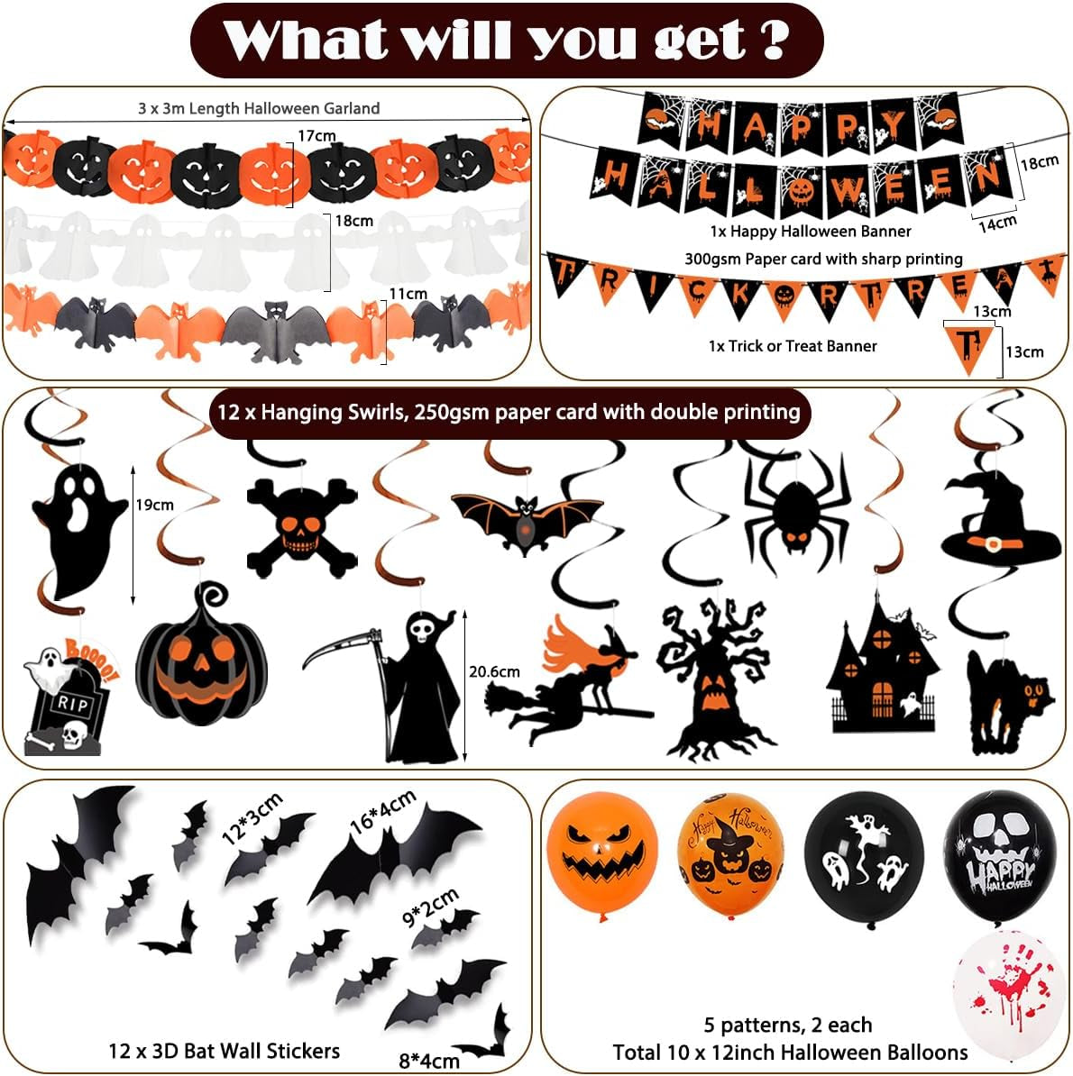 Halloween Decorations Indoor Set - Happy Halloween Banner & Bunting