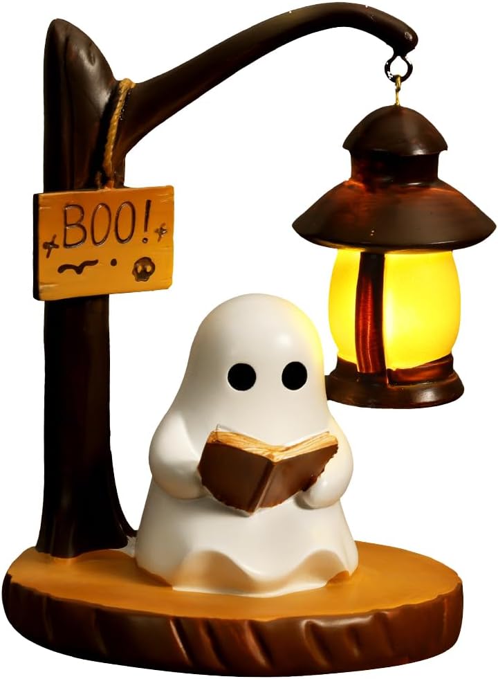 3D LED Ghost Reading Lamp - Whimsical Night Light for Bookshelves and Desks, Perfect Halloween Decor and Gift for Book Lovers