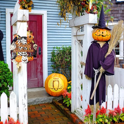 Halloween Decorations, Happy Halloween Door Wreath Sign for Outdoor Decor