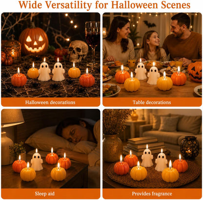 6PCS Halloween Ghost Pumpkin Candle Candle Set, Ghost & Pumpkin Candles