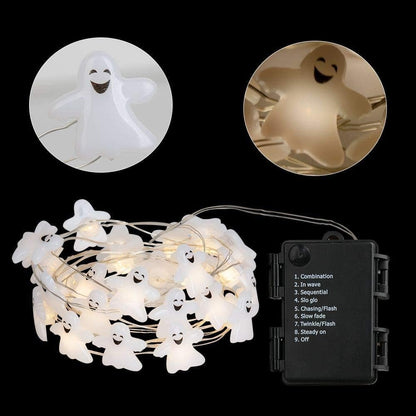 Halloween Lights Set of 3 Themed Fairy Lights with 30 LED Pumpkin Bat and Ghost Indoor Halloween Decorations Battery Powered with 8 Lighting Modes Waterproof Decor for Indoor and Outdoor